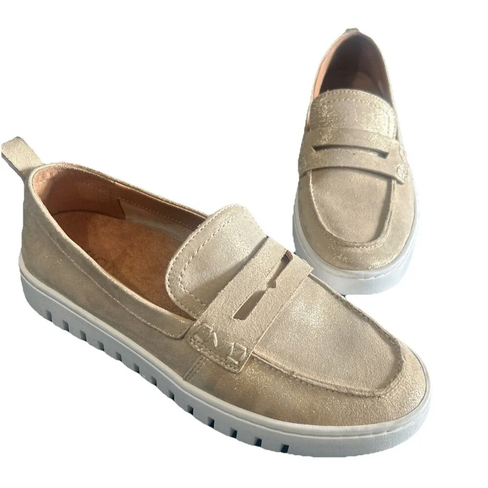 Vionic Uptown Womens Size 6 Leather Penny  Loafers  Slip-Ons Gold Metallic Shoes - Picture 2 of 16